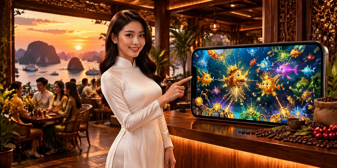 Bức ảnh bến cảng Hạ Long vào ban ngày với phong cảnh truyền thống Việt Nam